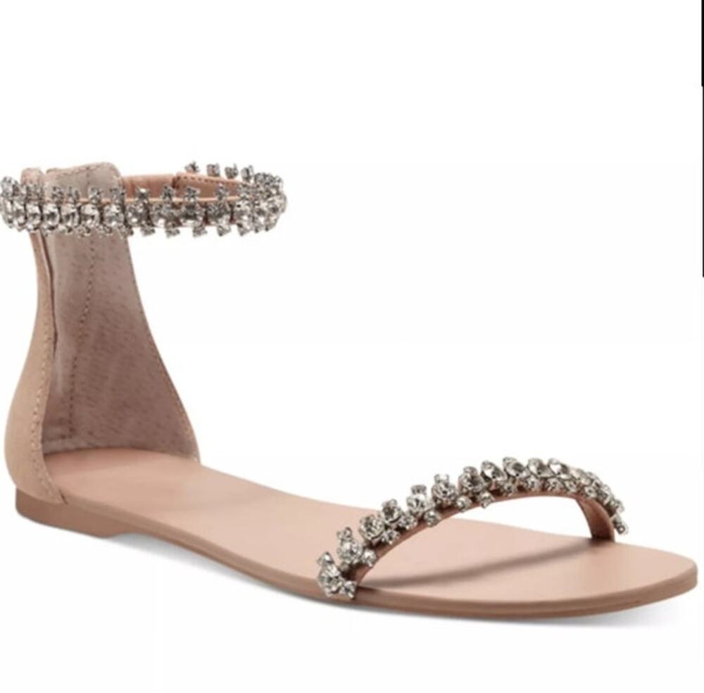 INC Womens Givele Flat Sandals Sparkle With Faceted Stones / Size 7.5